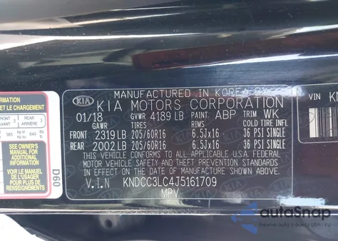 2018 Kia Niro Ex/Graphite z USA, uszkodzony, nr VIN KNDCC3LC4J5161709